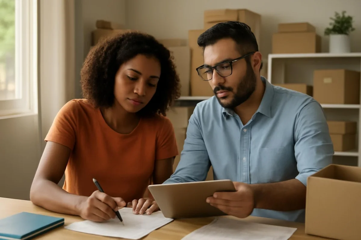 Equipe de loja virtual analisando resultados de ligações e anotações